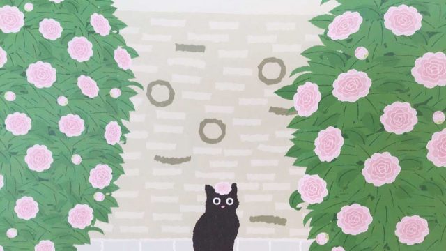 たびねこカレンダー2019年3月『乙女椿のいたずら』