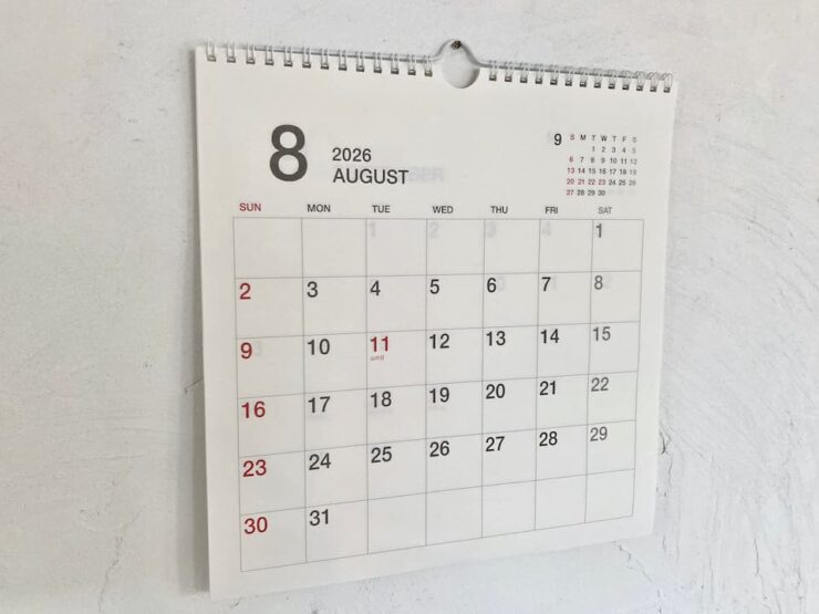 100均ダイソーの壁掛けWリングカレンダー（正方形シンプル）