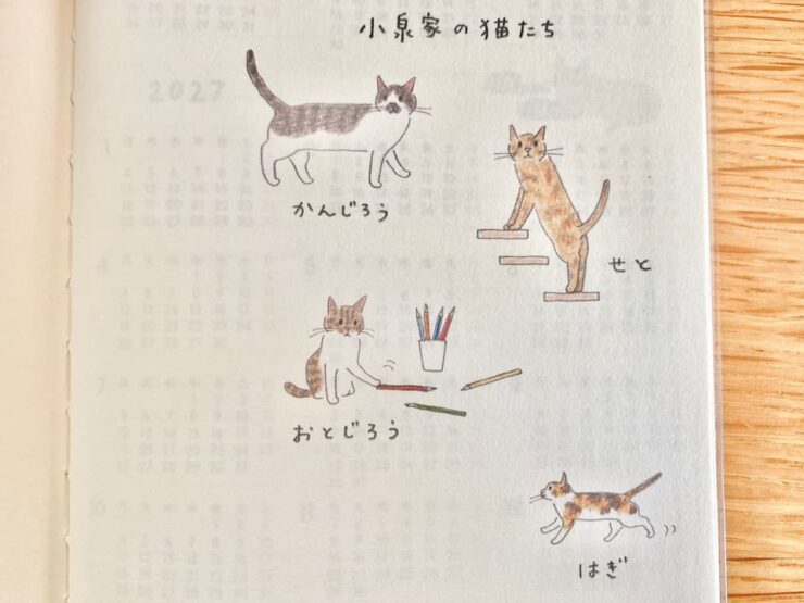 2026年版ミドリのポケットダイアリースリム猫柄のテーマは小泉さよさん家の猫たち