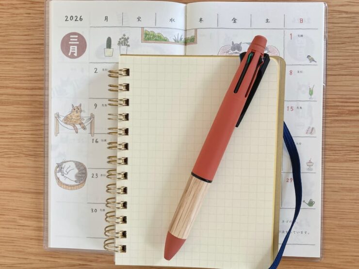 2026年版ミドリのポケットダイアリースリム猫柄とロルバーンポケット付きメモＭ